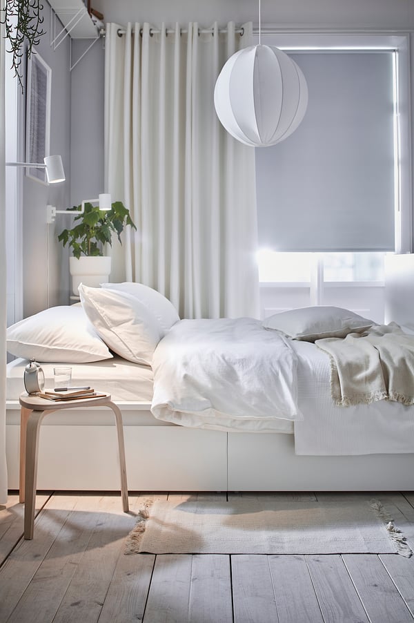 MERETE Rideaux assombrissants, 2 pièces, blanc/avec oeillets, 145x300 cm