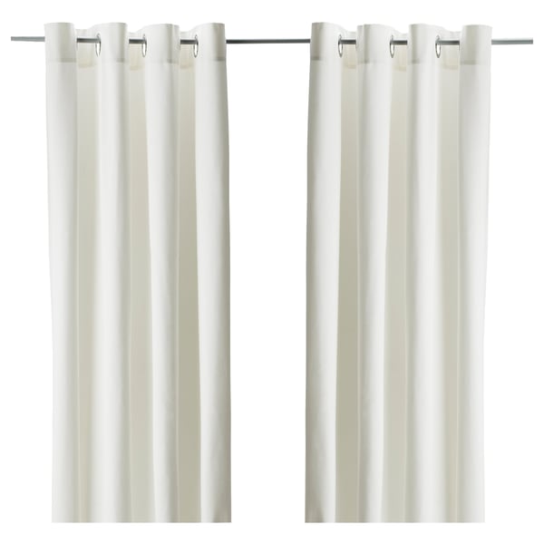 MERETE Rideaux assombrissants, 2 pièces, blanc/avec oeillets, 145x300 cm
