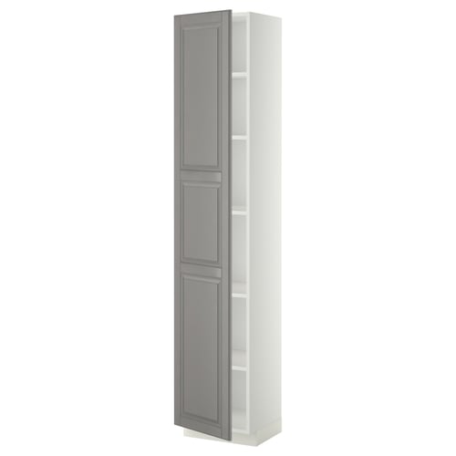 METOD Armoire avec tablettes, blanc/Bodbyn gris, 40x37x200 cm