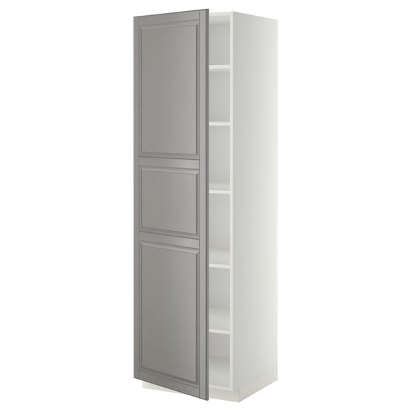 METOD Armoire avec tablettes, blanc/Bodbyn gris, 60x60x200 cm