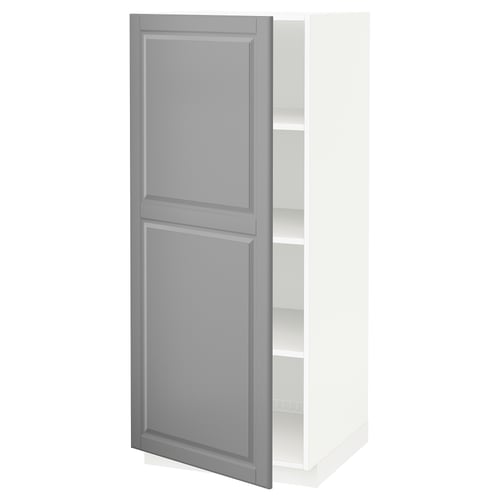 METOD Armoire avec tablettes, blanc/Bodbyn gris, 60x60x140 cm