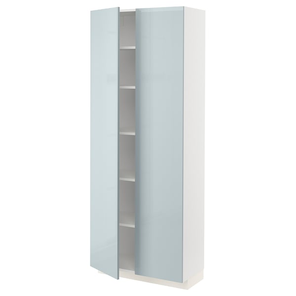 METOD Armoire avec tablettes, blanc/Kallarp bleu gris clair, 80x37x200 cm