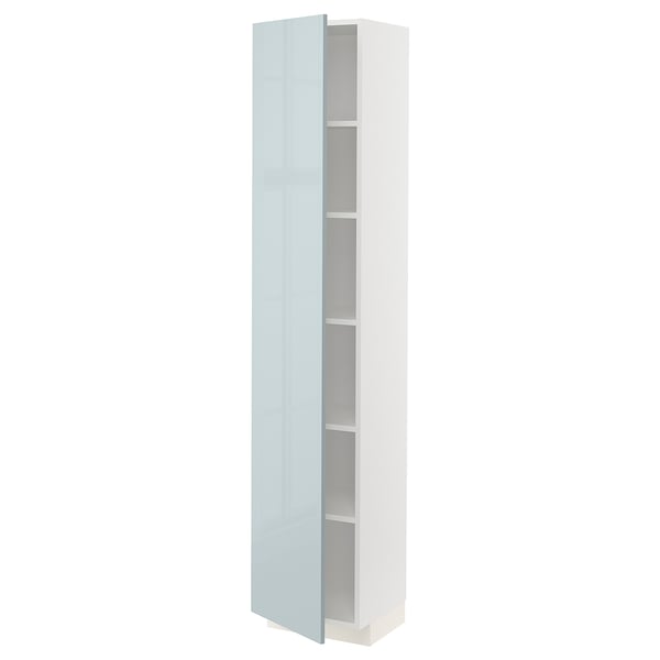 METOD Armoire avec tablettes, blanc/Kallarp bleu gris clair, 40x37x200 cm
