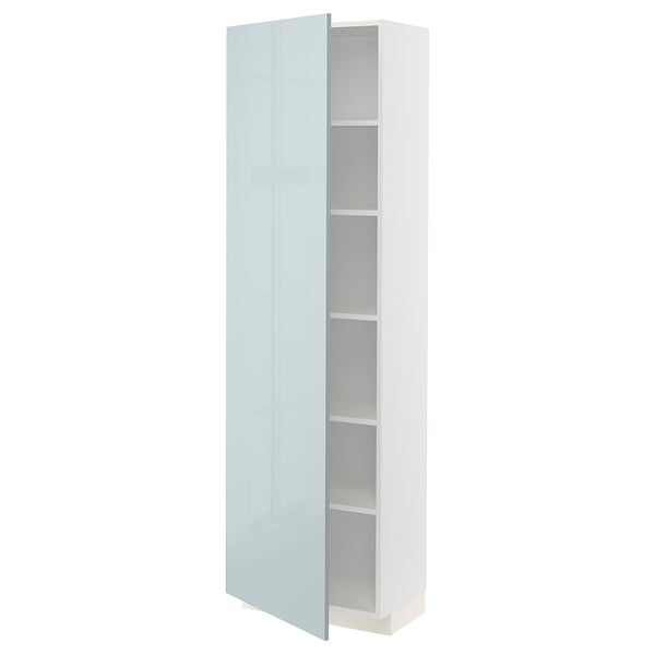 METOD Armoire avec tablettes, blanc/Kallarp bleu gris clair, 60x37x200 cm