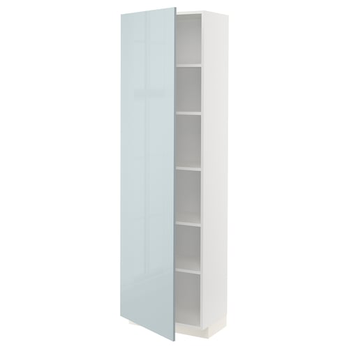 METOD Armoire avec tablettes, blanc/Kallarp bleu gris clair, 60x37x200 cm