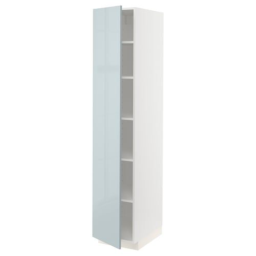 METOD Armoire avec tablettes, blanc/Kallarp bleu gris clair, 40x60x200 cm