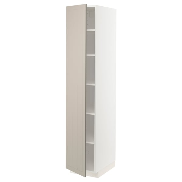 METOD Armoire avec tablettes, blanc/Stensund beige, 40x60x200 cm