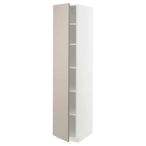 METOD Armoire avec tablettes, blanc/Stensund beige, 40x60x200 cm