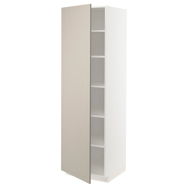 METOD Armoire avec tablettes, blanc/Stensund beige, 60x60x200 cm