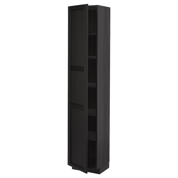 METOD Armoire avec tablettes, noir/Lerhyttan teinté noir, 40x37x200 cm
