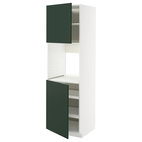 METOD Armoire four + 2 portes/tablette, blanc/Havstorp vert profond, 60x60x200 cm