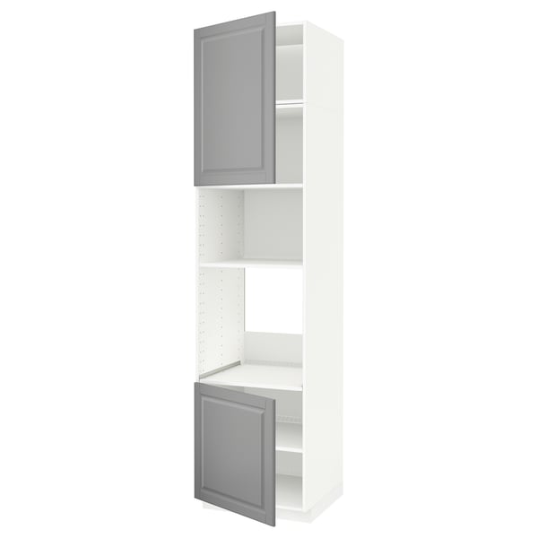 METOD Armoire four/micro-ondes 2portes/tb, blanc/Bodbyn gris, 60x60x240 cm