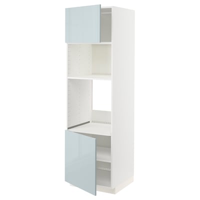 METOD Armoire four/micro-ondes 2portes/tb, blanc/Kallarp bleu gris clair, 60x60x200 cm