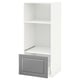 METOD Armoire four/micro-ondes + tiroir, blanc/Bodbyn gris, 60x60x140 cm
