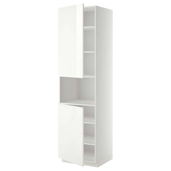 METOD Armoire micro-ondes+2ptes/tablette, blanc/Ringhult blanc, 60x60x220 cm