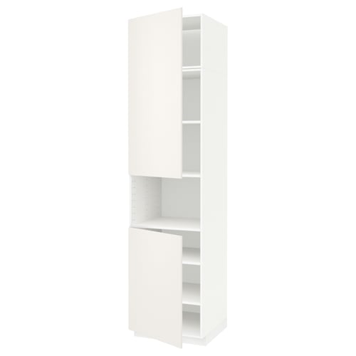 METOD Armoire micro-ondes+2ptes/tablette, blanc/Veddinge blanc, 60x60x240 cm