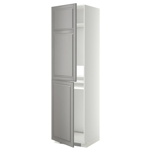 METOD Armoire pour réfrig./congélateur, blanc/Bodbyn gris, 60x60x220 cm