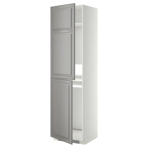 METOD Armoire pour réfrig./congélateur, blanc/Bodbyn gris, 60x60x220 cm