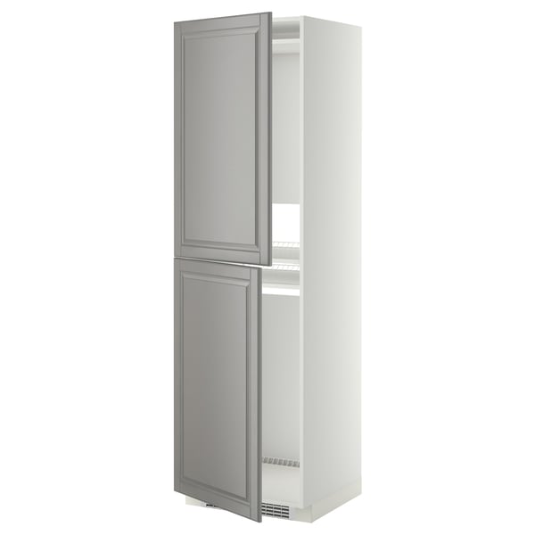 METOD Armoire pour réfrig./congélateur, blanc/Bodbyn gris, 60x60x200 cm