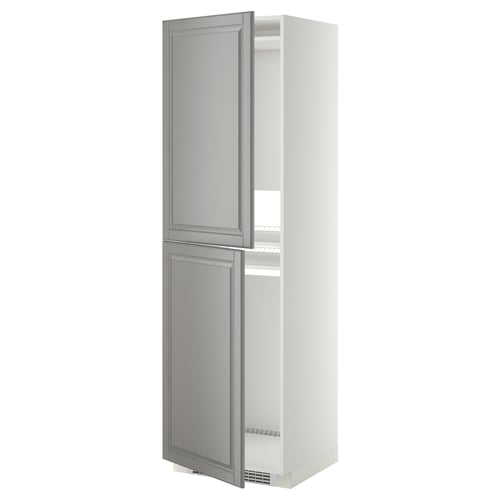METOD Armoire pour réfrig./congélateur, blanc/Bodbyn gris, 60x60x200 cm