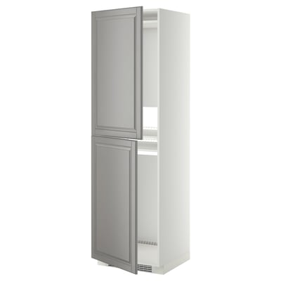 METOD Armoire pour réfrig./congélateur, blanc/Bodbyn gris, 60x60x200 cm