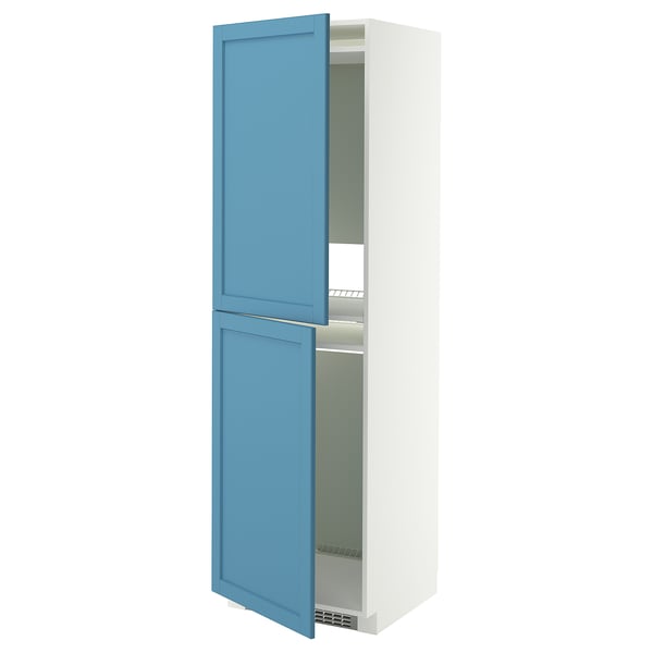 METOD Armoire pour réfrig./congélateur, blanc/Lerhyttan bleu, 60x60x200 cm
