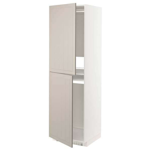 METOD Armoire pour réfrig./congélateur, blanc/Stensund beige, 60x60x200 cm
