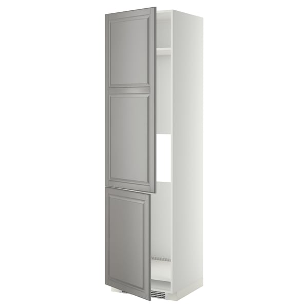 METOD Armoire réfr/cong 2ptes, blanc/Bodbyn gris, 60x60x220 cm