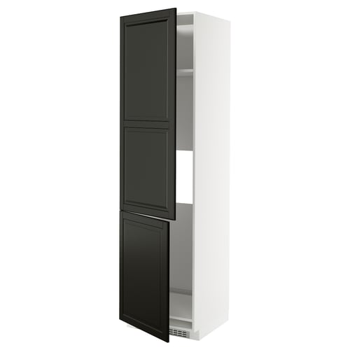 METOD Armoire réfr/cong 2ptes, blanc/Bodbyn noir, 60x60x220 cm