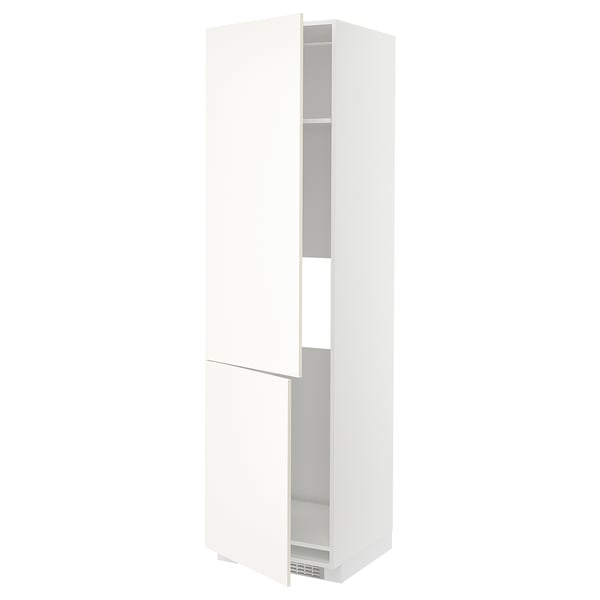 METOD Armoire réfr/cong 2ptes, blanc/Vallstena blanc, 60x60x220 cm