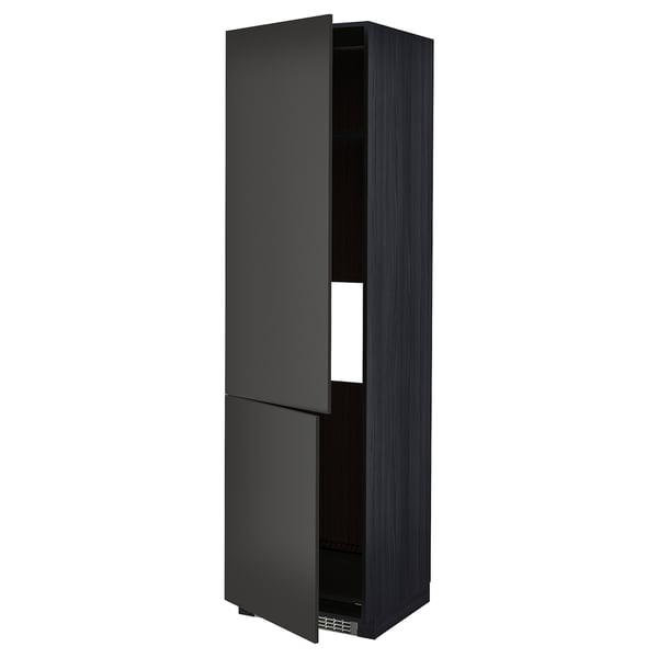 METOD Armoire réfr/cong 2ptes, noir/Nickebo anthracite mat, 60x60x220 cm