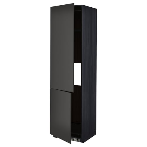 METOD Armoire réfr/cong 2ptes, noir/Nickebo anthracite mat, 60x60x220 cm