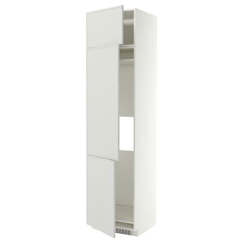 METOD Armoire réfrigérateur/congél+3ptes, blanc/Aspudden gris clair, 60x60x240 cm