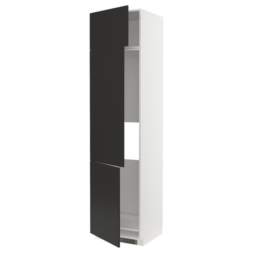 METOD Armoire réfrigérateur/congél+3ptes, blanc/Nickebo anthracite mat, 60x60x240 cm