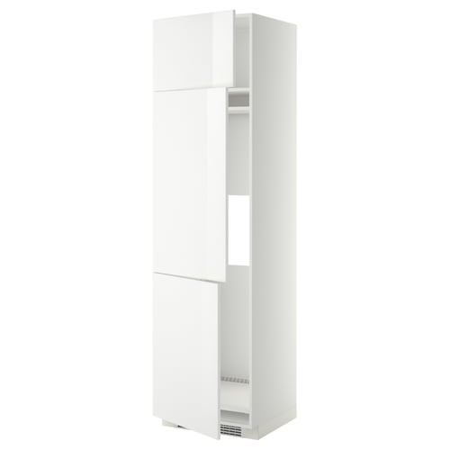 METOD Armoire réfrigérateur/congél+3ptes, blanc/Ringhult blanc, 60x60x220 cm