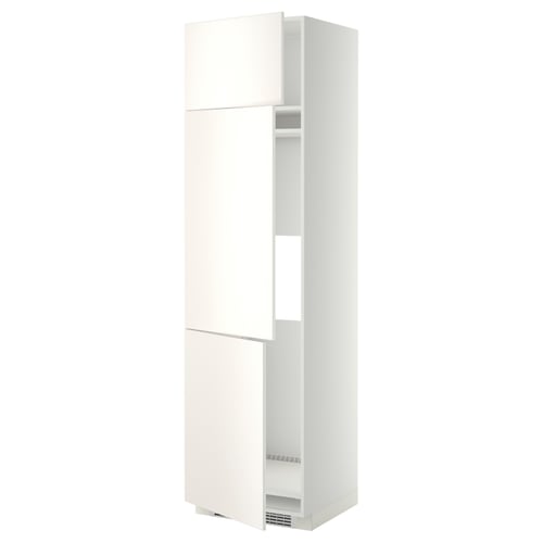 METOD Armoire réfrigérateur/congél+3ptes, blanc/Veddinge blanc, 60x60x220 cm