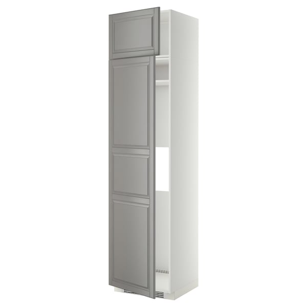 METOD Armoire réfrigérateur/congélateur, blanc/Bodbyn gris, 60x60x240 cm