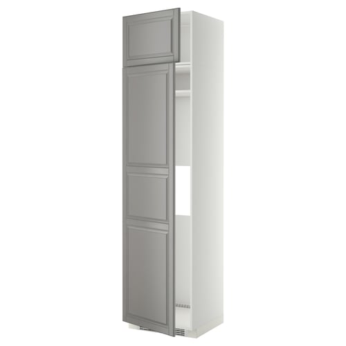 METOD Armoire réfrigérateur/congélateur, blanc/Bodbyn gris, 60x60x240 cm