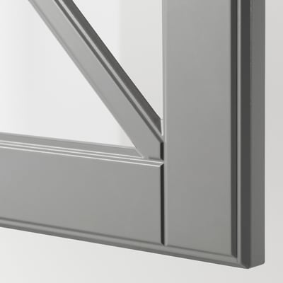 METOD Él mur av 2pts vitrées/croisillons, blanc/Bodbyn gris, 80x40 cm
