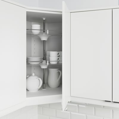 METOD Élément angle mural+rangement pivot, blanc/Askersund effet frêne clair, 68x60 cm