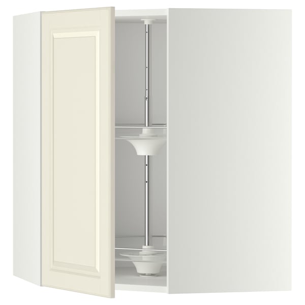 METOD Élément angle mural+rangement pivot, blanc/Bodbyn blanc cassé, 68x80 cm