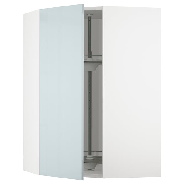 METOD Élément angle mural+rangement pivot, blanc/Kallarp bleu gris clair, 68x100 cm