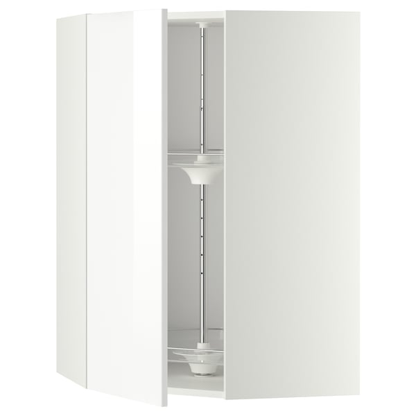 METOD Élément angle mural+rangement pivot, blanc/Ringhult blanc, 68x100 cm