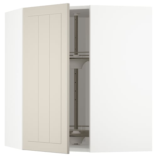 METOD Élément angle mural+rangement pivot, blanc/Stensund beige, 68x80 cm