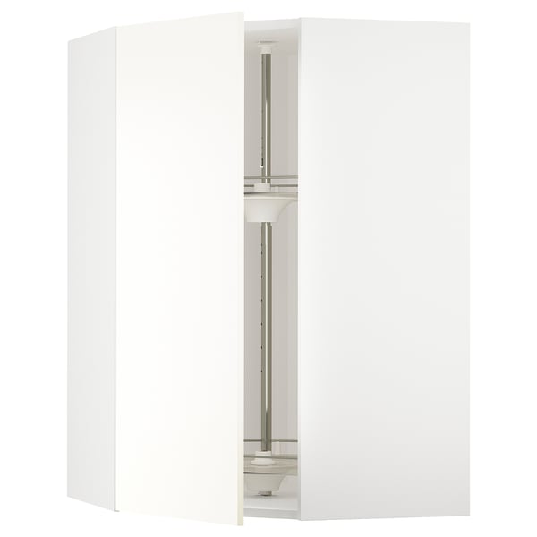 METOD Élément angle mural+rangement pivot, blanc/Vallstena blanc, 68x100 cm
