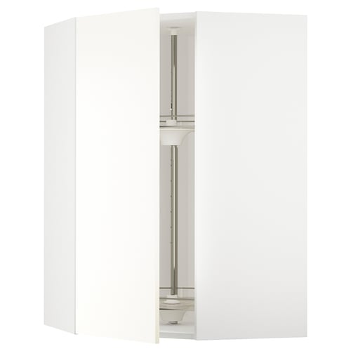 METOD Élément angle mural+rangement pivot, blanc/Vallstena blanc, 68x100 cm