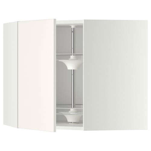 METOD Élément angle mural+rangement pivot, blanc/Veddinge blanc, 68x60 cm