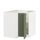 METOD Élément bas angle+rgt pivotant, blanc/Axstad gris vert, 88x88 cm
