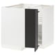 METOD Élément bas angle+rgt pivotant, blanc/Nickebo anthracite mat, 88x88 cm