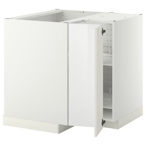 METOD Élément bas angle+rgt pivotant, blanc/Ringhult blanc, 88x88 cm